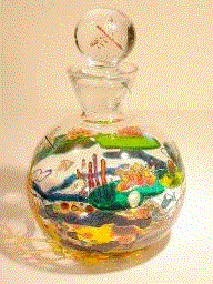 Anmated GIF Image of a Water Pond, Handpainted on a Crystal Decanter