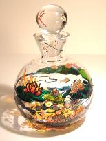 Crystal Decanter with a Handpainted Image of a Water Pond