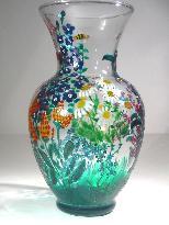 Garden Cluster, Handpainted on a Glass Vase