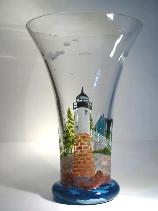 Lighthouse, Handpainted on Crystal